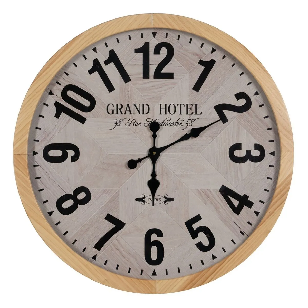 Orologio da Parete Bianco Naturale Legno Cristallo 76 x 76 x 6 cm