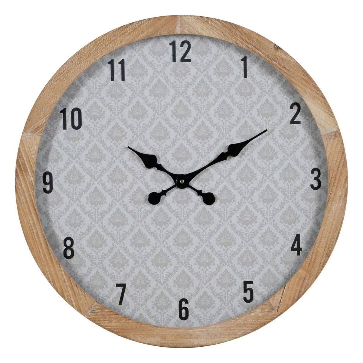 Orologio da Parete Bianco Naturale Legno Cristallo 60 x 60 x 6,5 cm