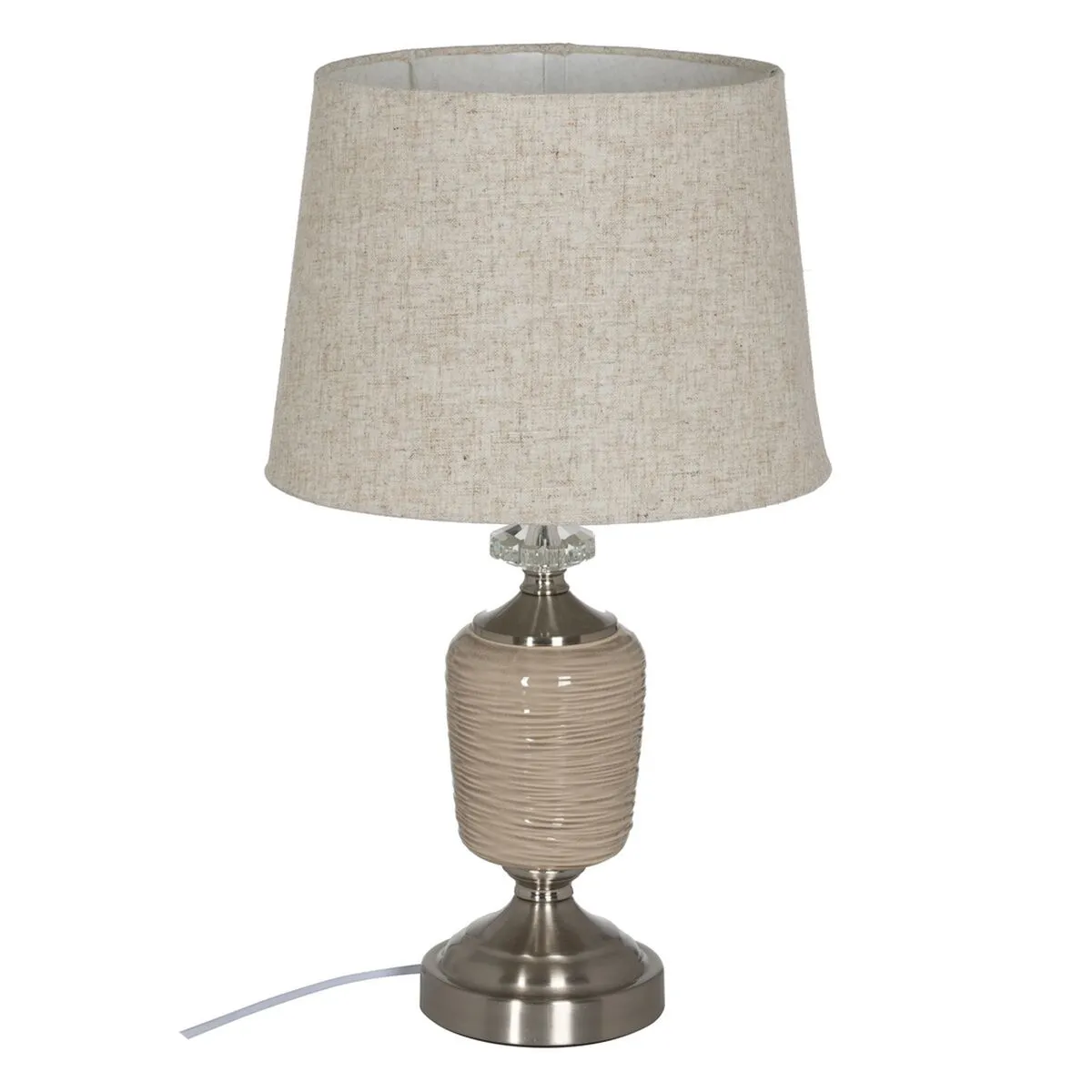 Lampada da tavolo Beige Argentato Metallo Cristallo 10 W 220 V 31,5 x 31,5 x 54 cm