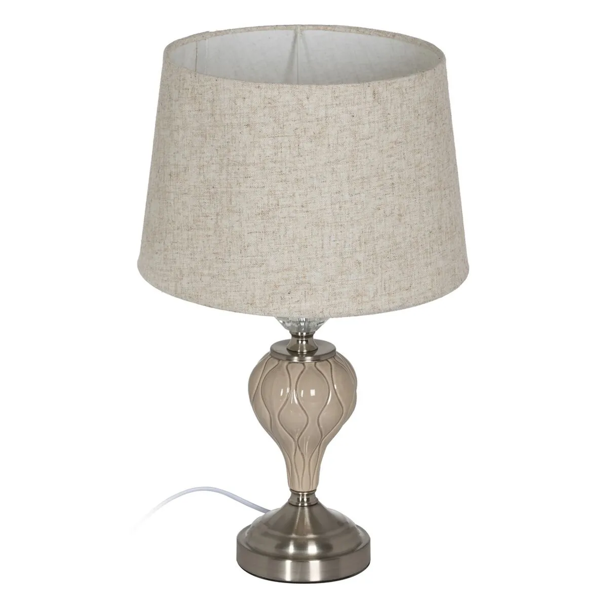 Lampada da tavolo Beige Argentato Metallo Cristallo 10 W 220 V 30 x 30 x 48 cm