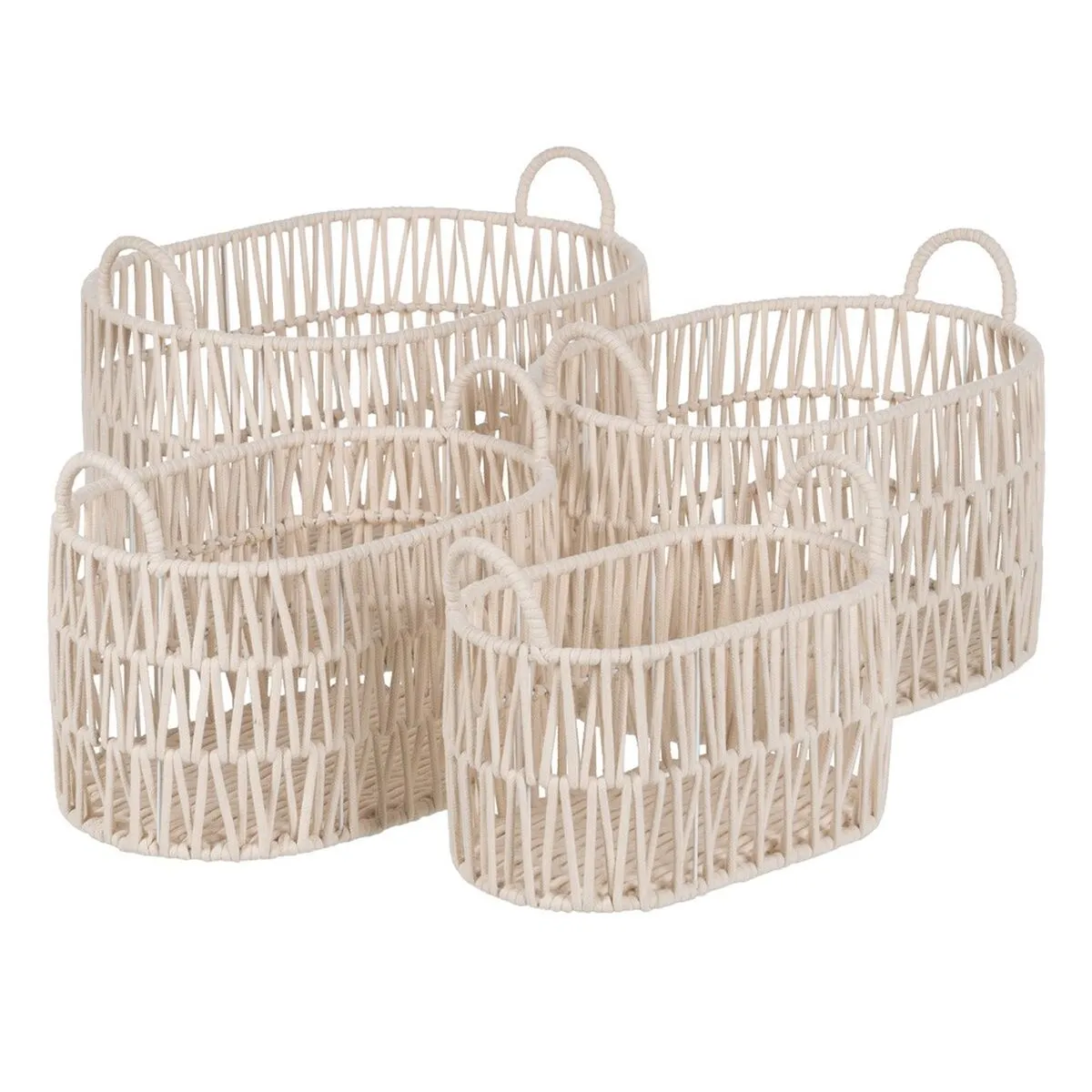 Set di Cesti Bianco Corda 50 x 36 x 36 cm (4 Unità)