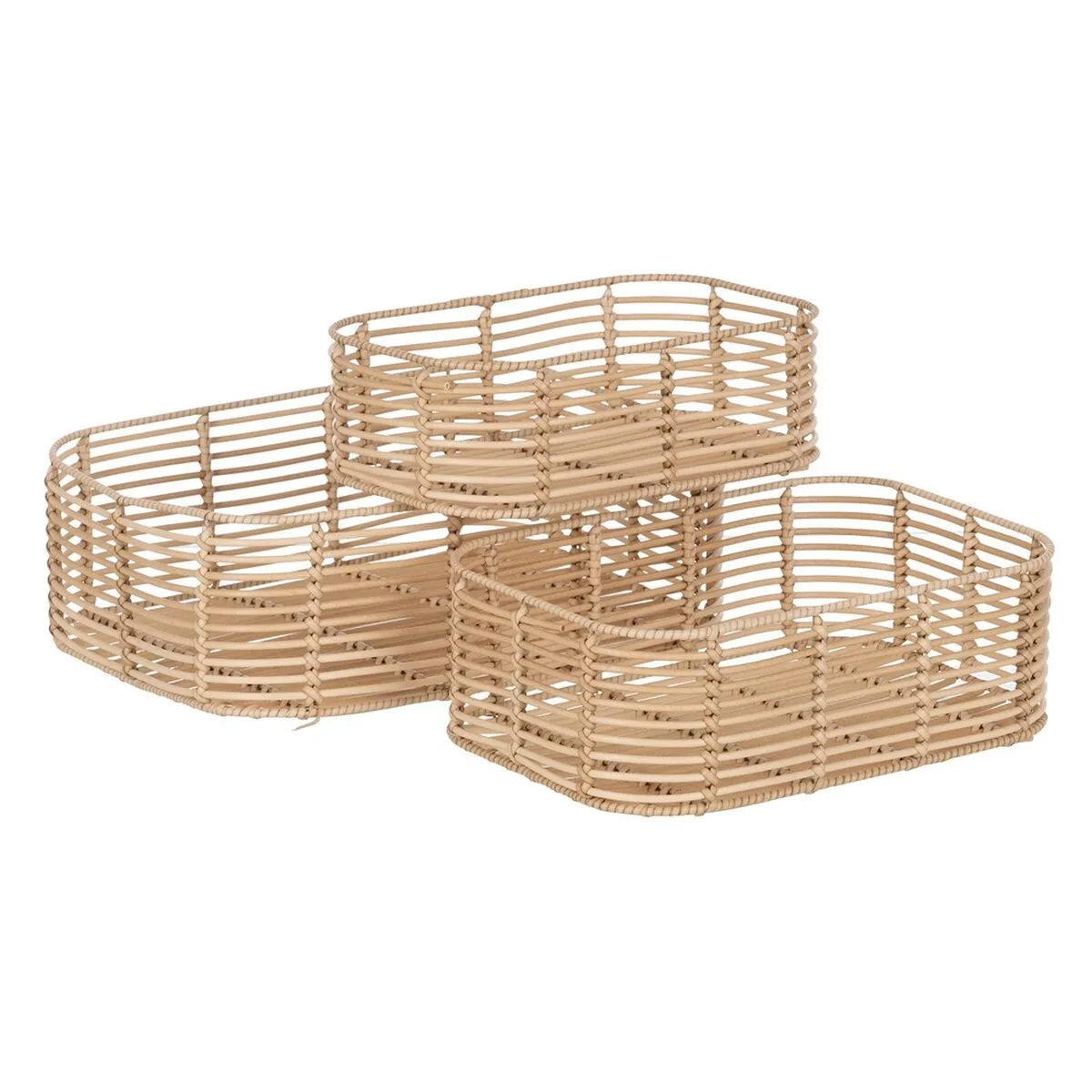 Set di Cesti Naturale Resina 40 x 30 x 13 cm (3 Pezzi)