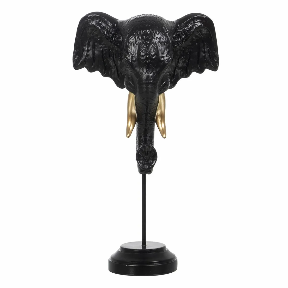 Statua Decorativa Nero Dorato Elefante 20,5 x 14,3 x 35,5 cm