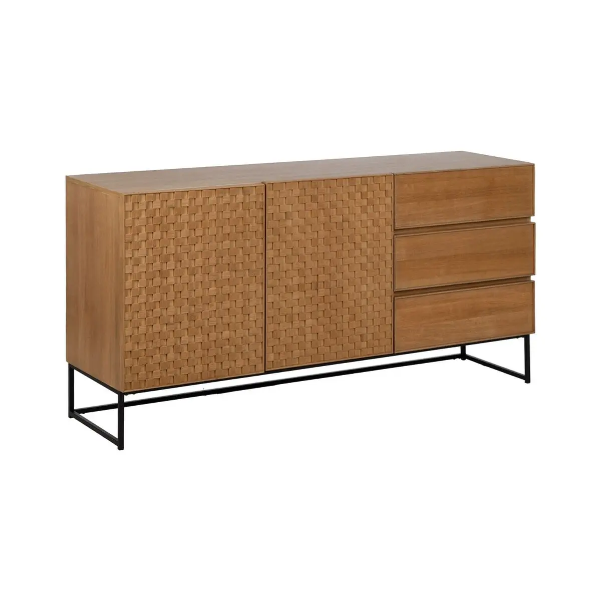 Credenza MARIGNI Nero Naturale Ferro Legno MDF 160 x 42,5 x 79 cm