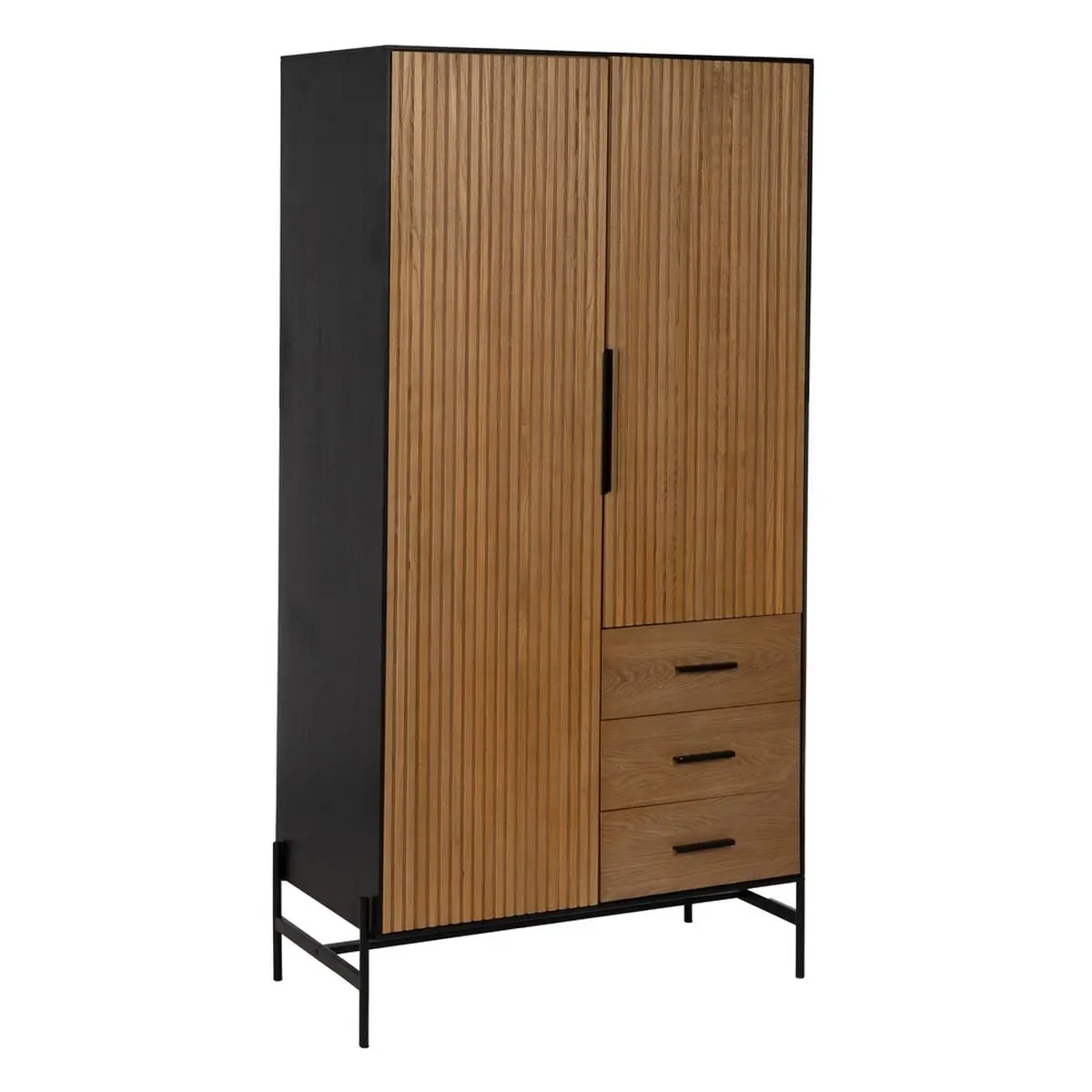 Credenza ORLEANS Nero Naturale Ferro Legno MDF 104 x 53 x 203 cm