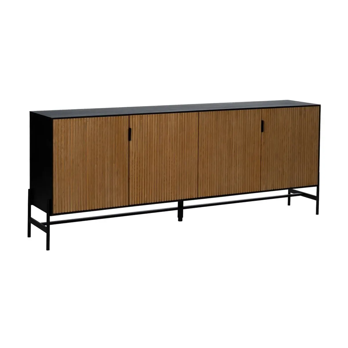 Credenza ORLEANS Nero Naturale Ferro Legno MDF 204 x 40 x 81,5 cm