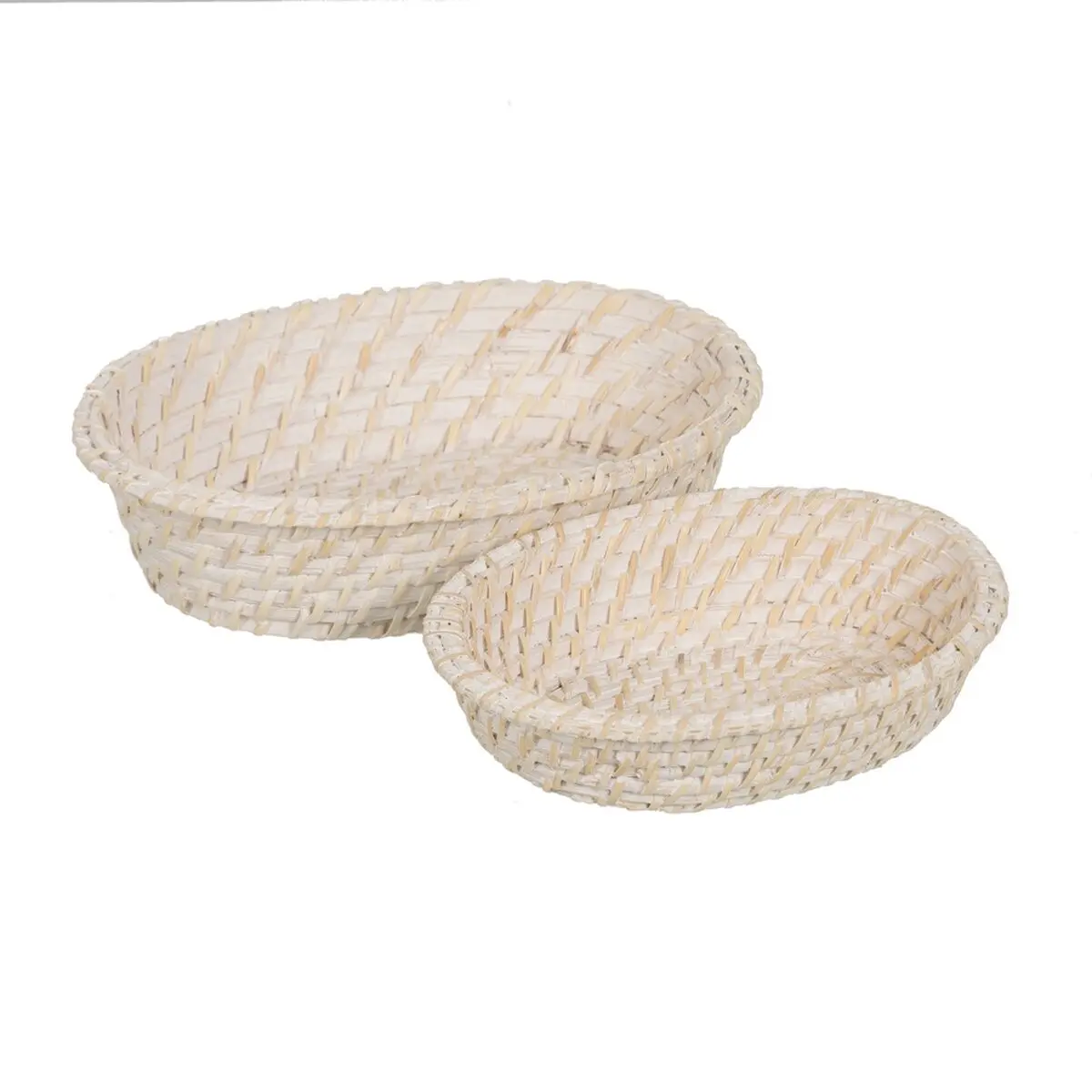 Vassoio Bianco Bambù Rattan 29 x 22 x 7 cm (2 Unità)