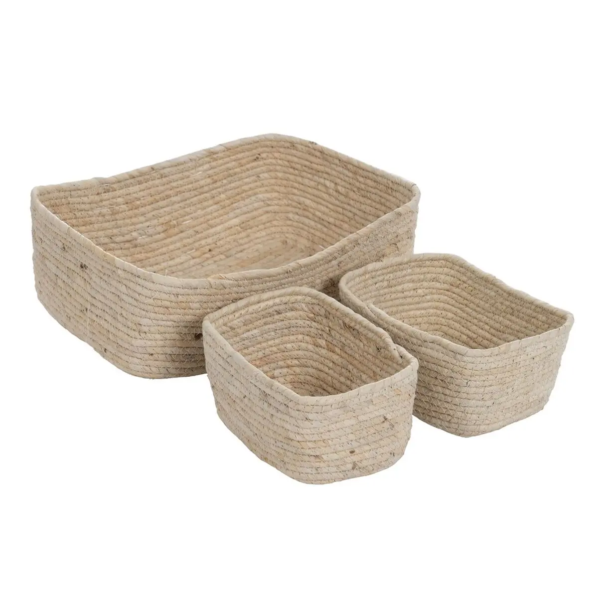 Cestino Multiuso Naturale Juncus 35 x 25 x 12 cm (3 Pezzi)