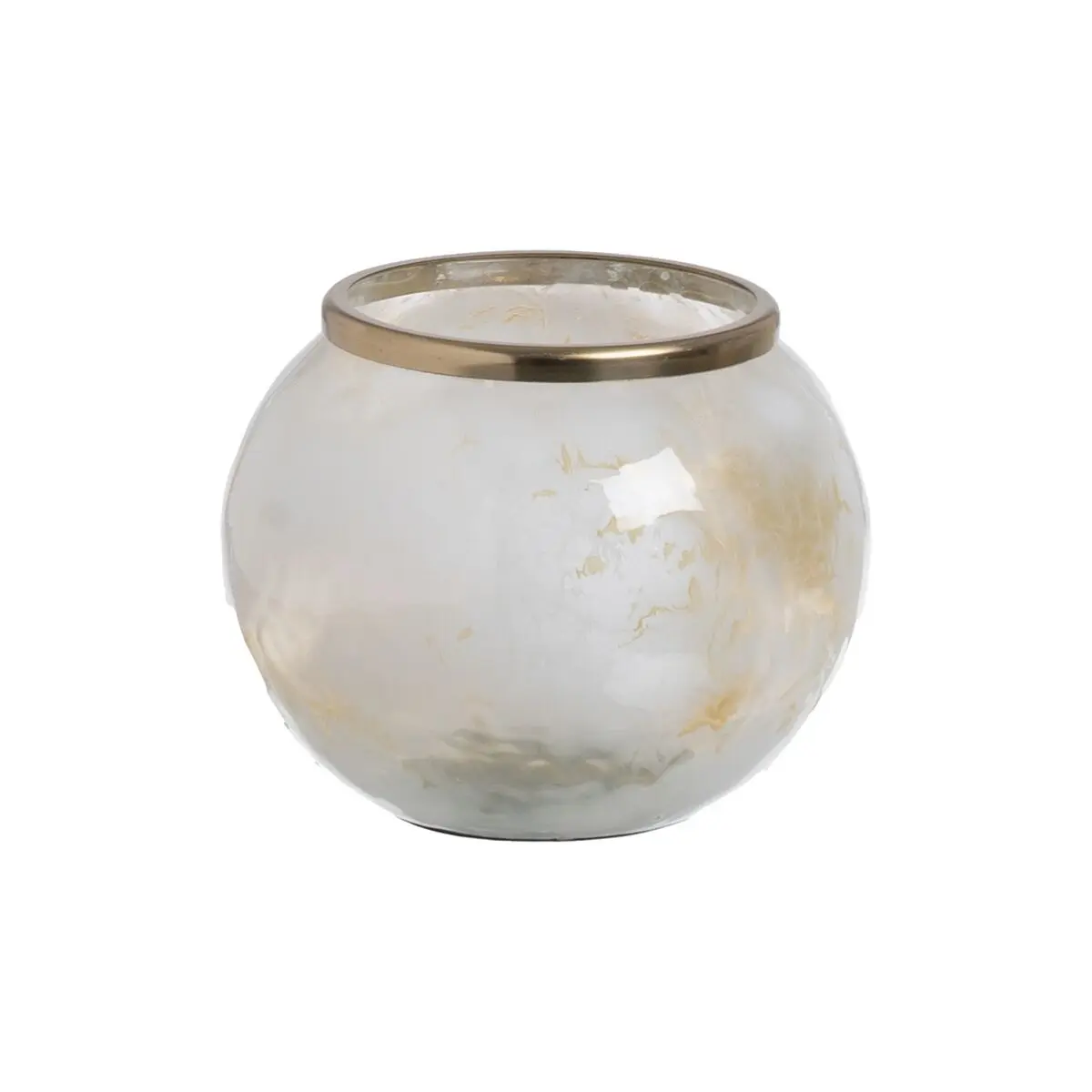 Vaso Bianco Champagne Alluminio Cristallo 19 x 19 x 13 cm