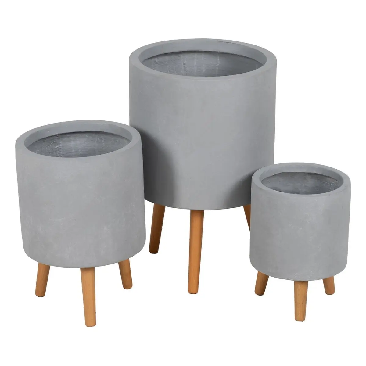 Set di vasi da fiori Beige Grigio 36 x 36 x 56 cm (3 Unità)