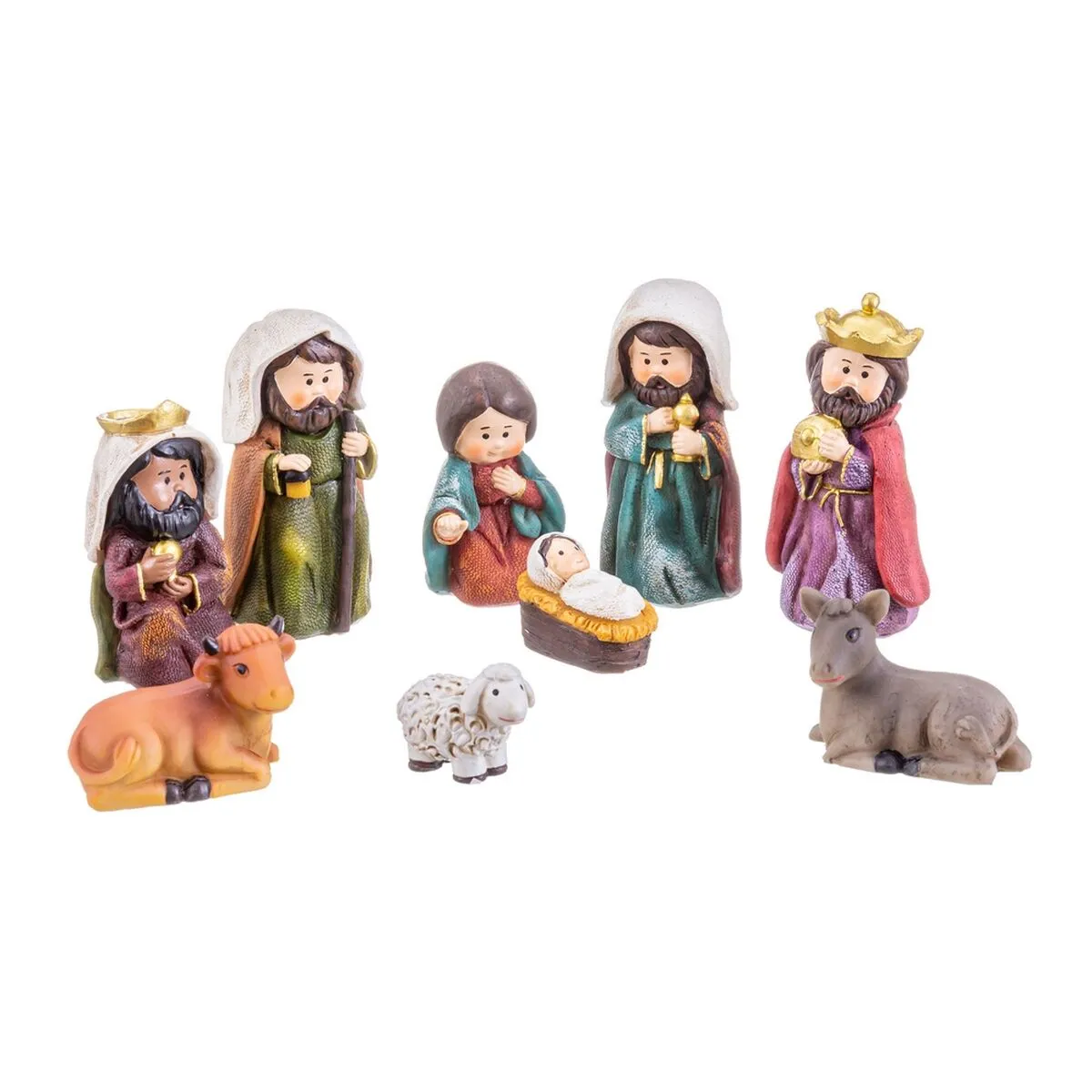 Decorazione Natalizia Natività/Presepe Multicolore Poliresina 9 cm (9 Pezzi)