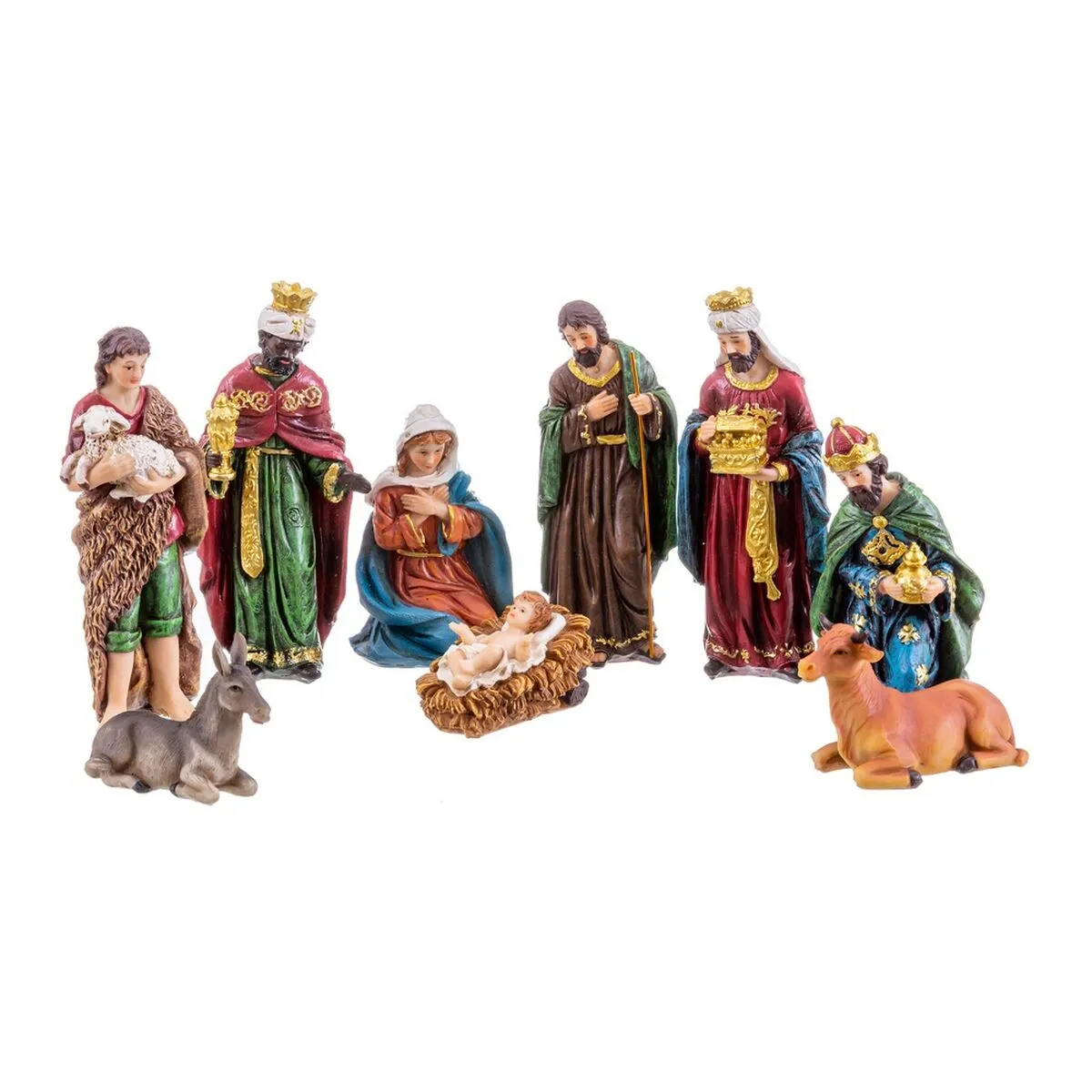 Decorazione Natalizia Natività/Presepe Multicolore Poliresina 16 cm (9 Pezzi)