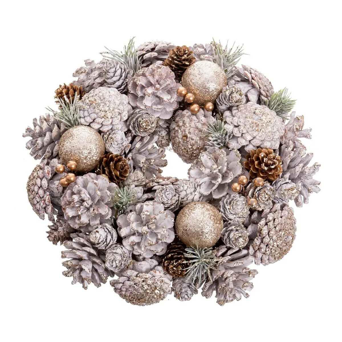 Ghirlanda di Natale Bianco Dorato Plastica Foam Ananas 26 x 26 x 8 cm