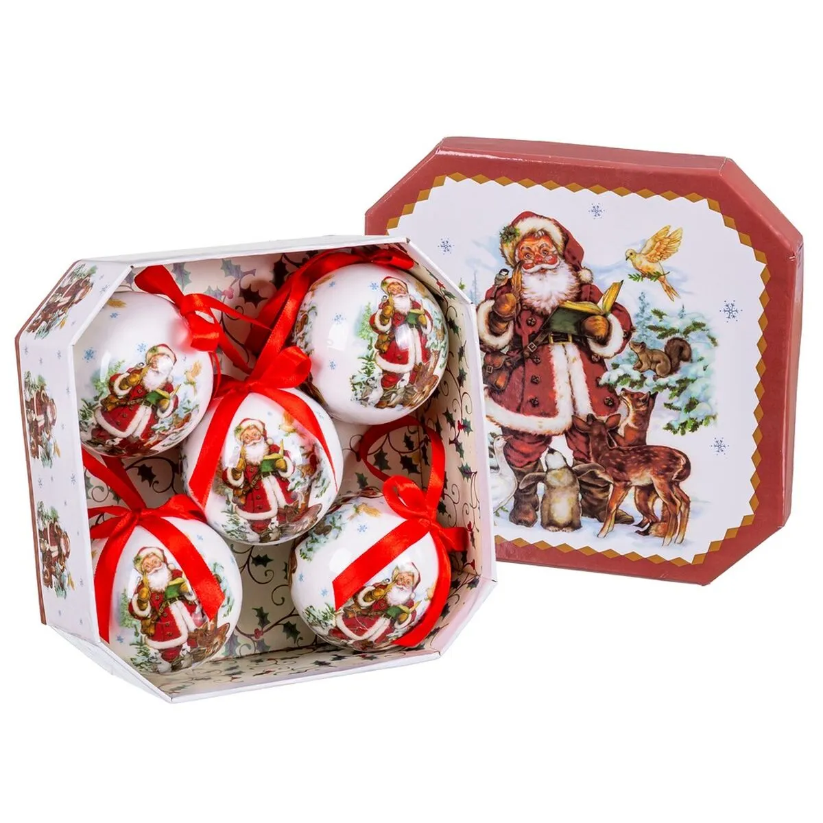 Palle di Natale Multicolore Carta Polyfoam Babbo Natale 7,5 x 7,5 x 7,5 cm (5 Unità)