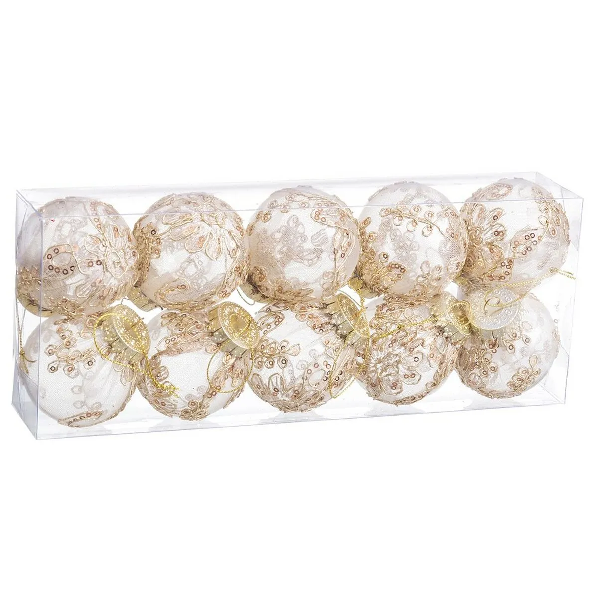 Palle di Natale Champagne Plastica Tessuto 6 x 6 x 6 cm (10 Unità)