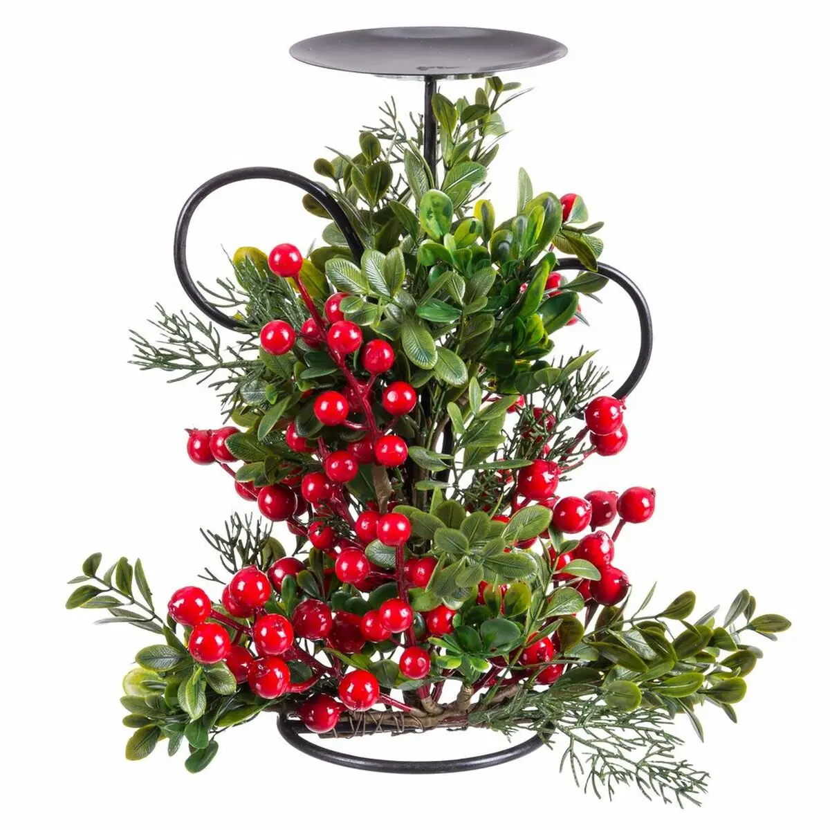 Candelabro Rosso Verde Metallo Plastica Natale 15 x 15 x 25 cm