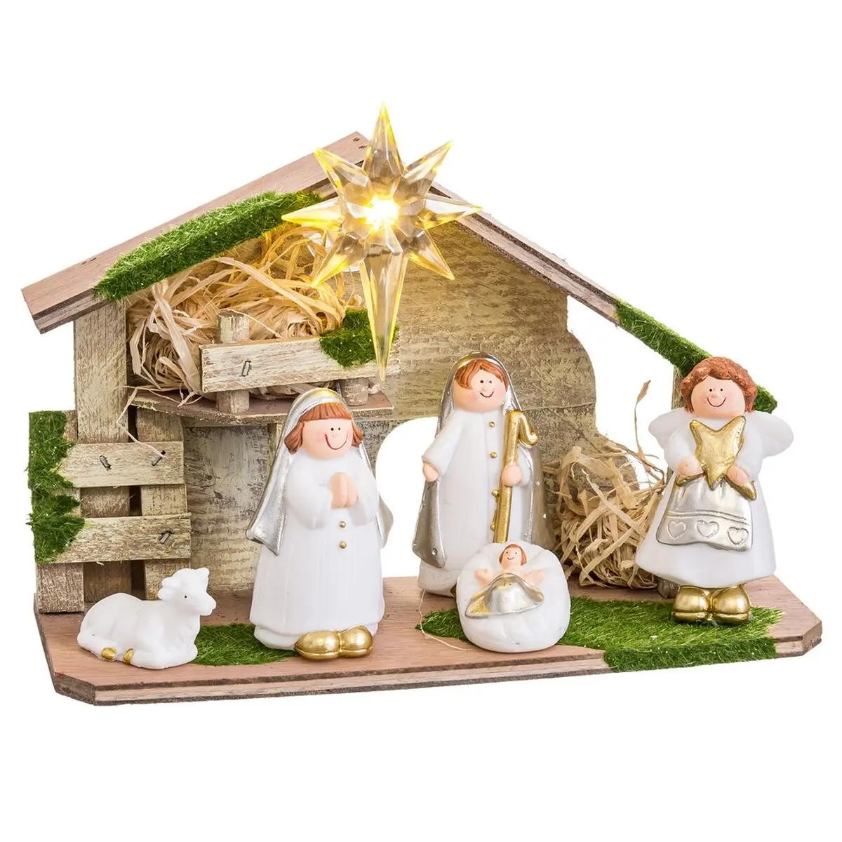 Presepe di Natale Multicolore Polietilene Legno MDF 22,5 x 8,5 x 16,5 cm (5 Pezzi)