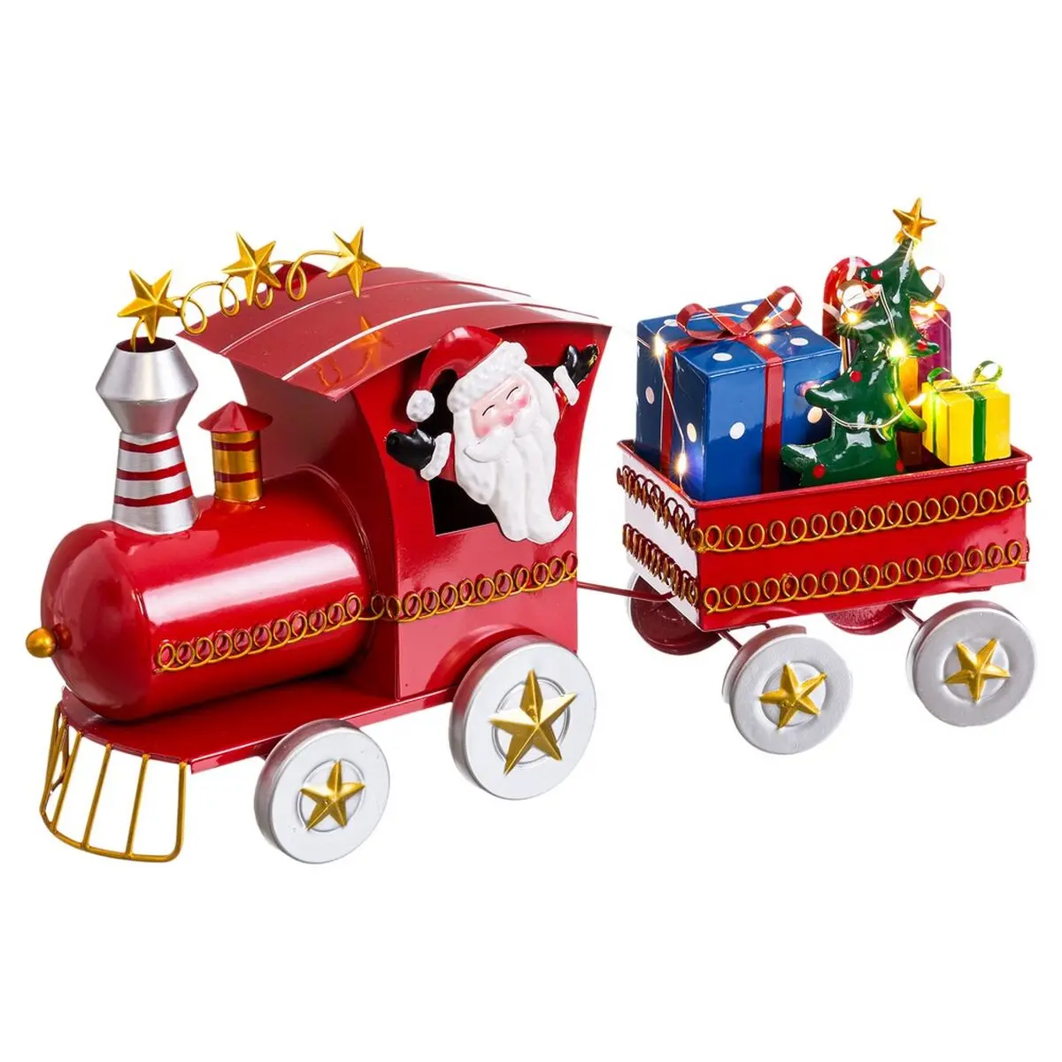 Decorazione Natalizia Multicolore Treno Babbo Natale 39 x 11 x 23 cm