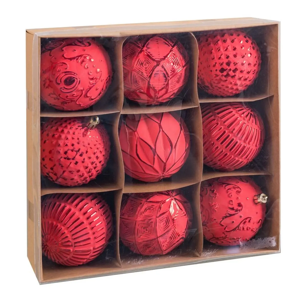 Palle di Natale Rosso Plastica Ø 8 cm 24 x 24 x 8 cm (9 Unità)