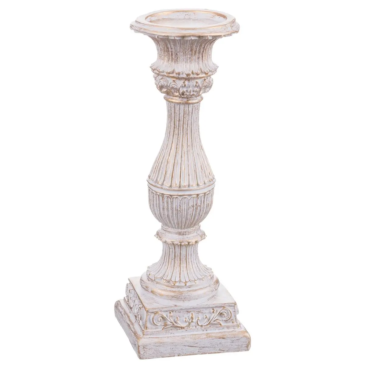 Candelabro Bianco Resina Natale 10 x 10 x 29 cm