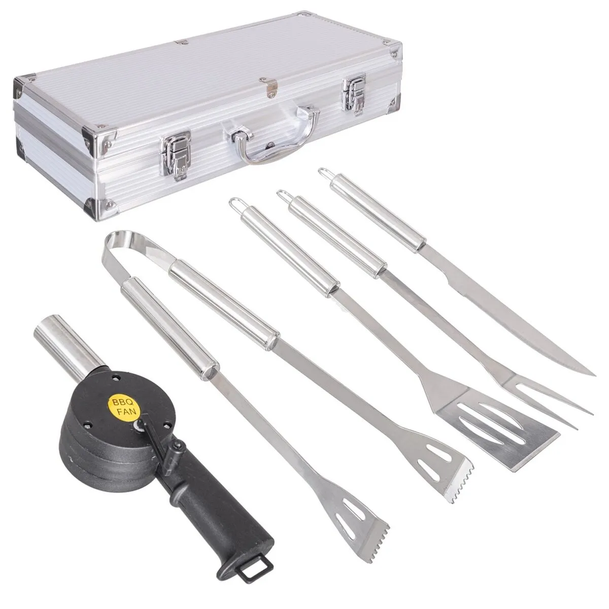 Kit di Utensili per Barbecue con Custodia Acciaio inossidabile 37 x 15 x 8 cm