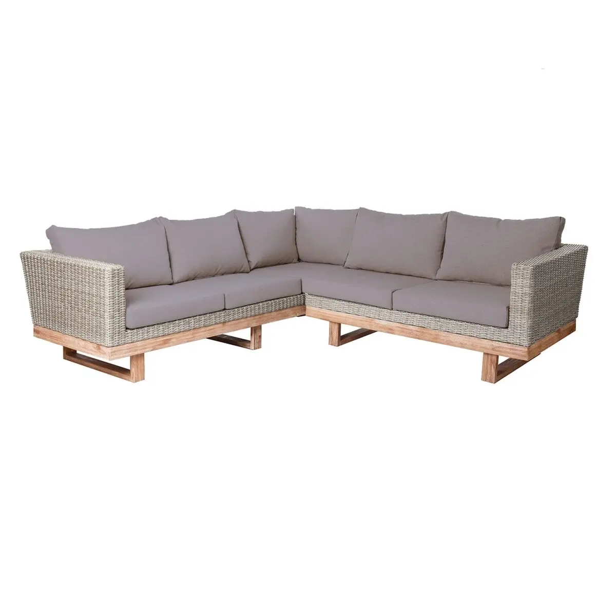 Divano da Giardino Patsy Grigio Legno Rattan 235 x 230 x 64,5 cm