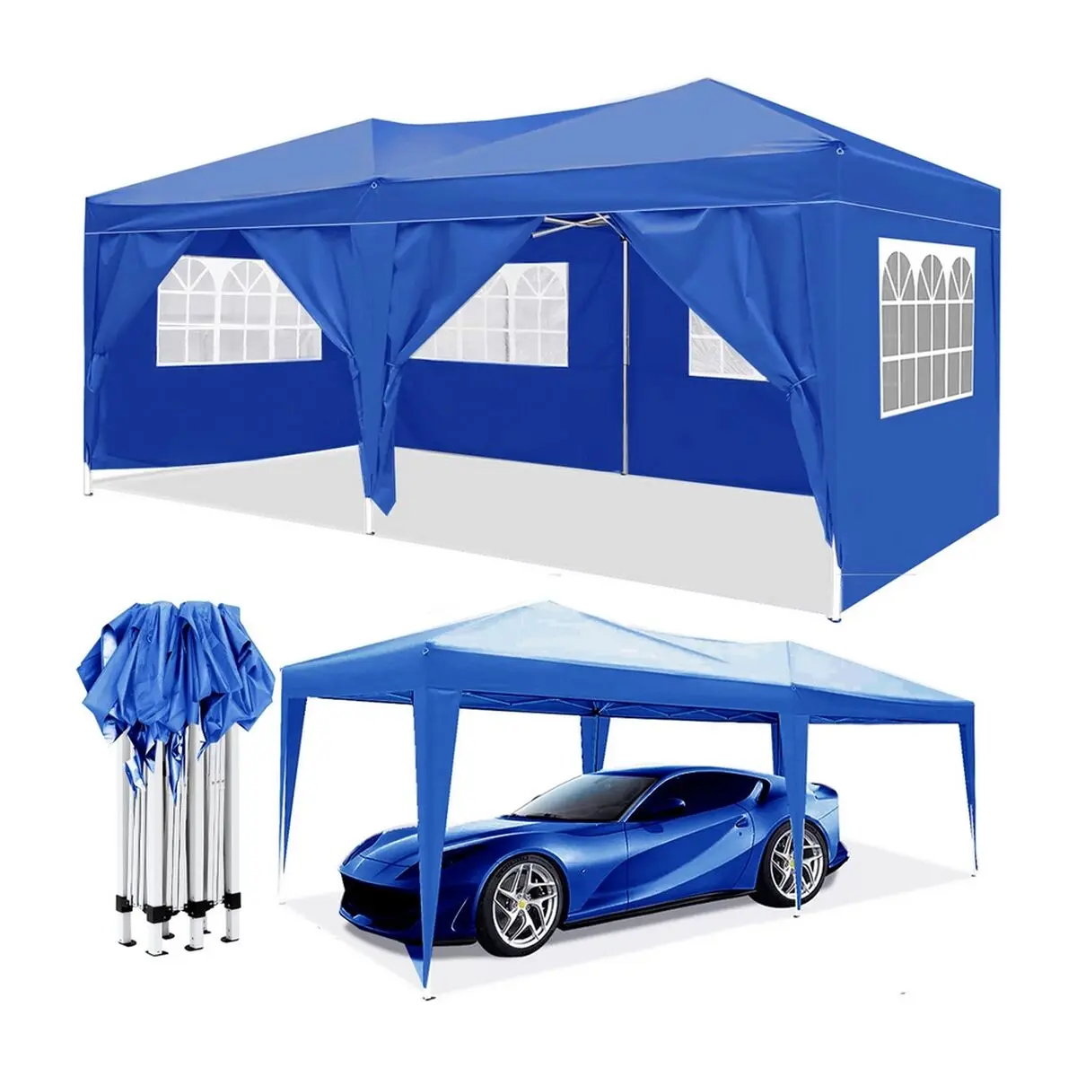 Pergola Acciaio 600 x 300 x 260 cm Azzurro