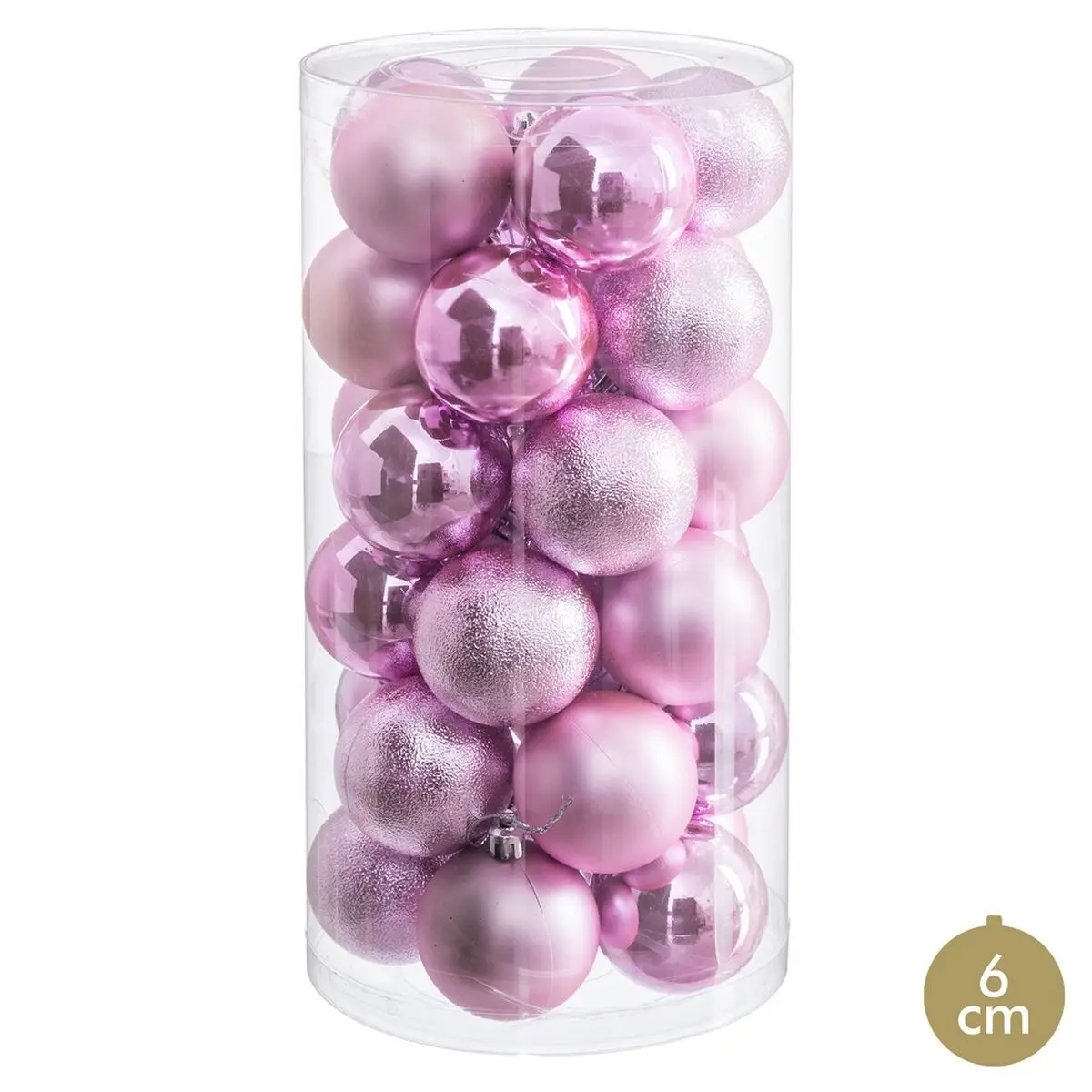 Palle di Natale Rosa Plastica Ø 6 cm (30 Unità)