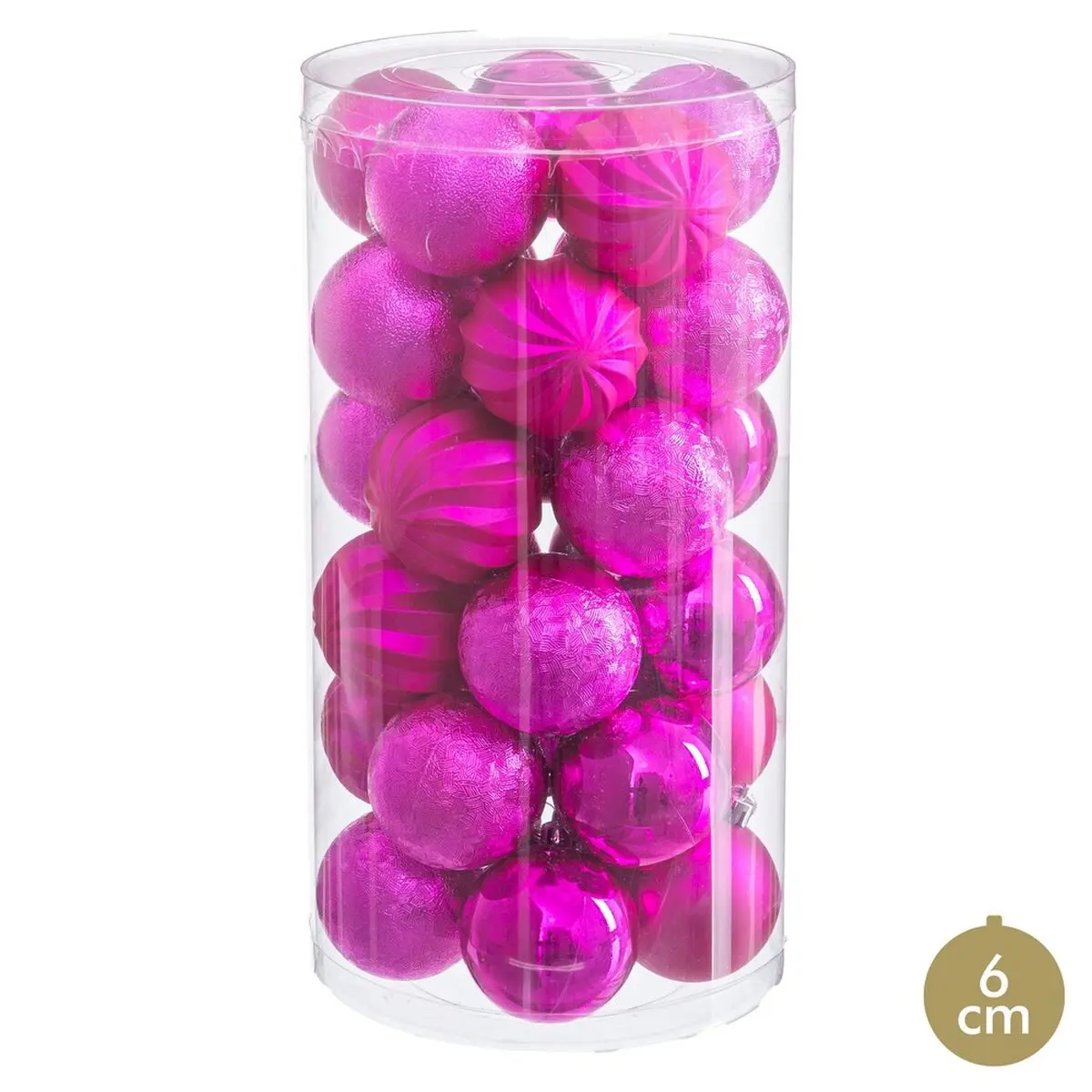 Palle di Natale Fucsia Plastica Ø 6 cm (30 Unità)