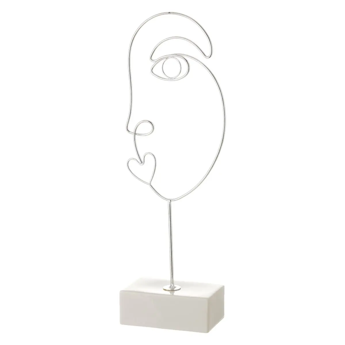 Statua Decorativa Bianco Argentato Ceramica Ferro 15,7 x 8 x 42,9 cm