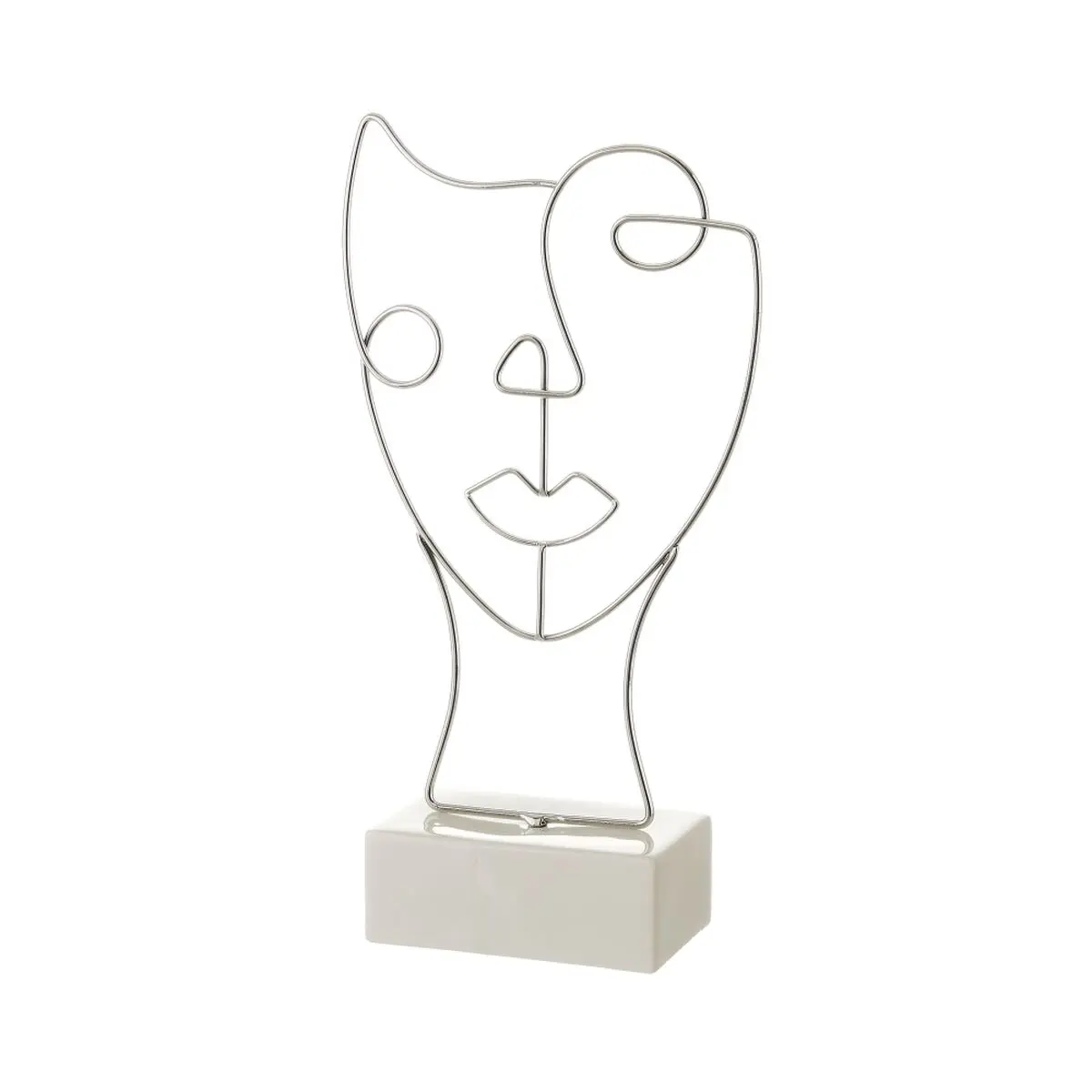 Statua Decorativa Bianco Argentato Ceramica Ferro 18,5 x 8 x 34,3 cm