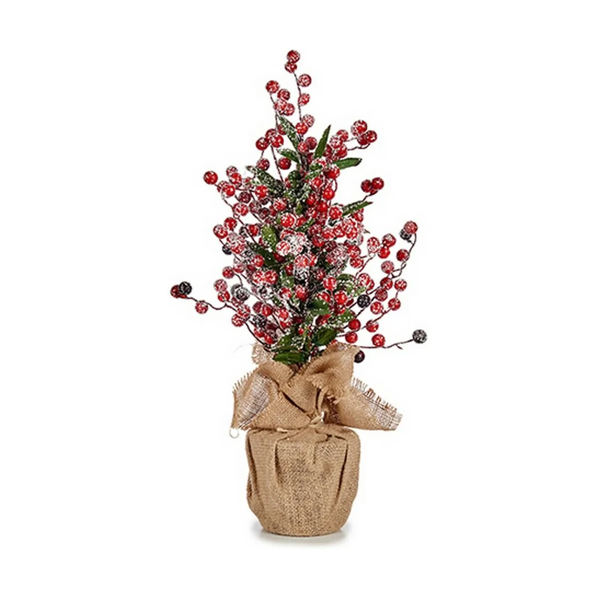 Albero di Natale Nevoso Bacche Marrone Rosso Plastica 24 x 51 x 24 cm