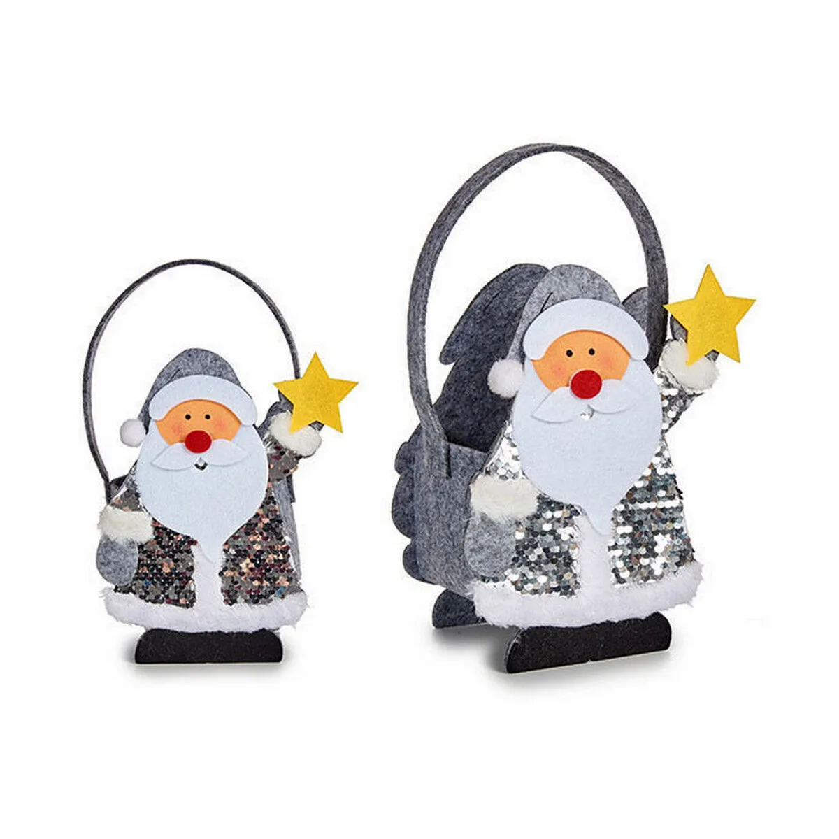 Cesta Decorativa Babbo Natale Grigio 10 x 20 x 16 cm