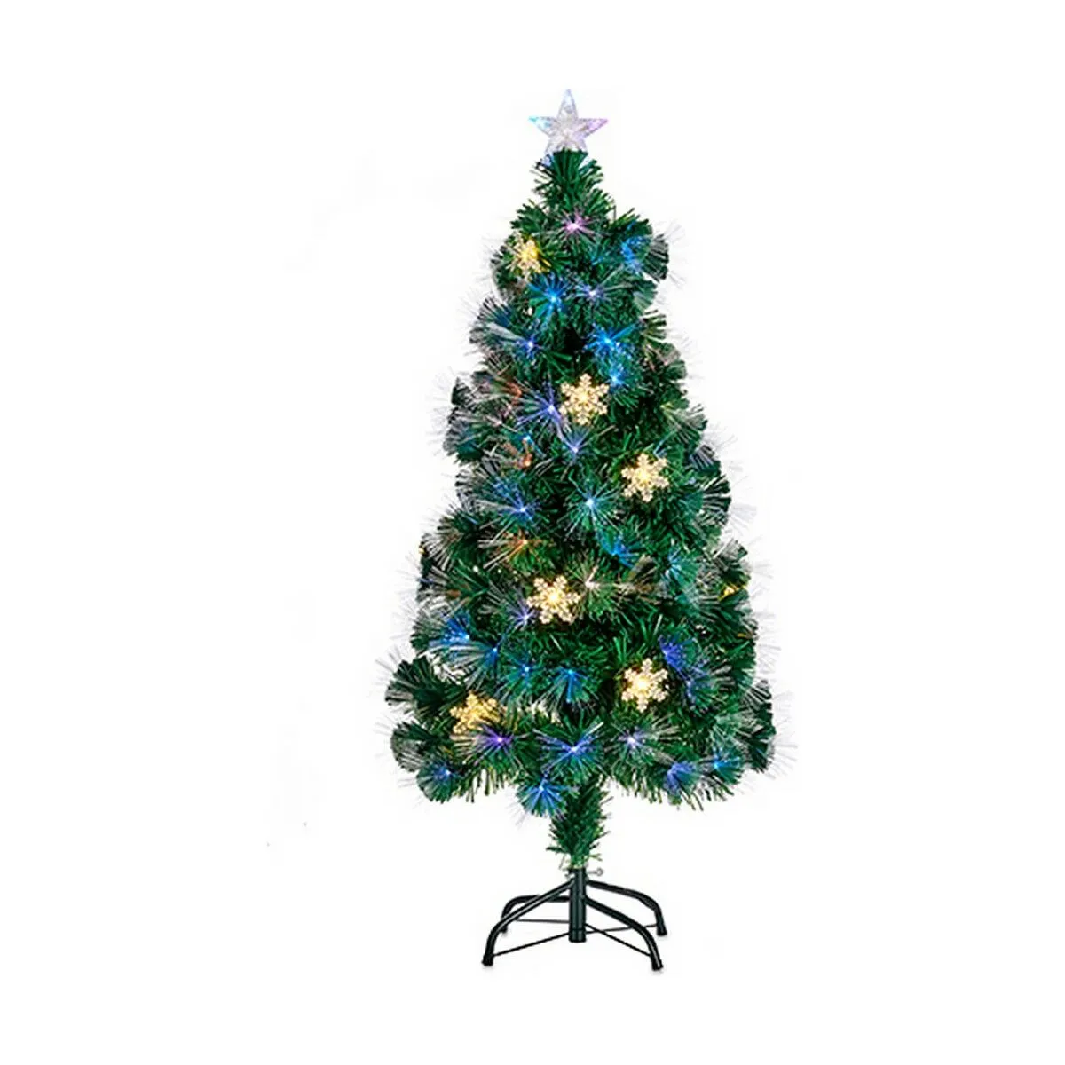 Albero di Natale con Stella Luce LED Metallo Verde Plastica