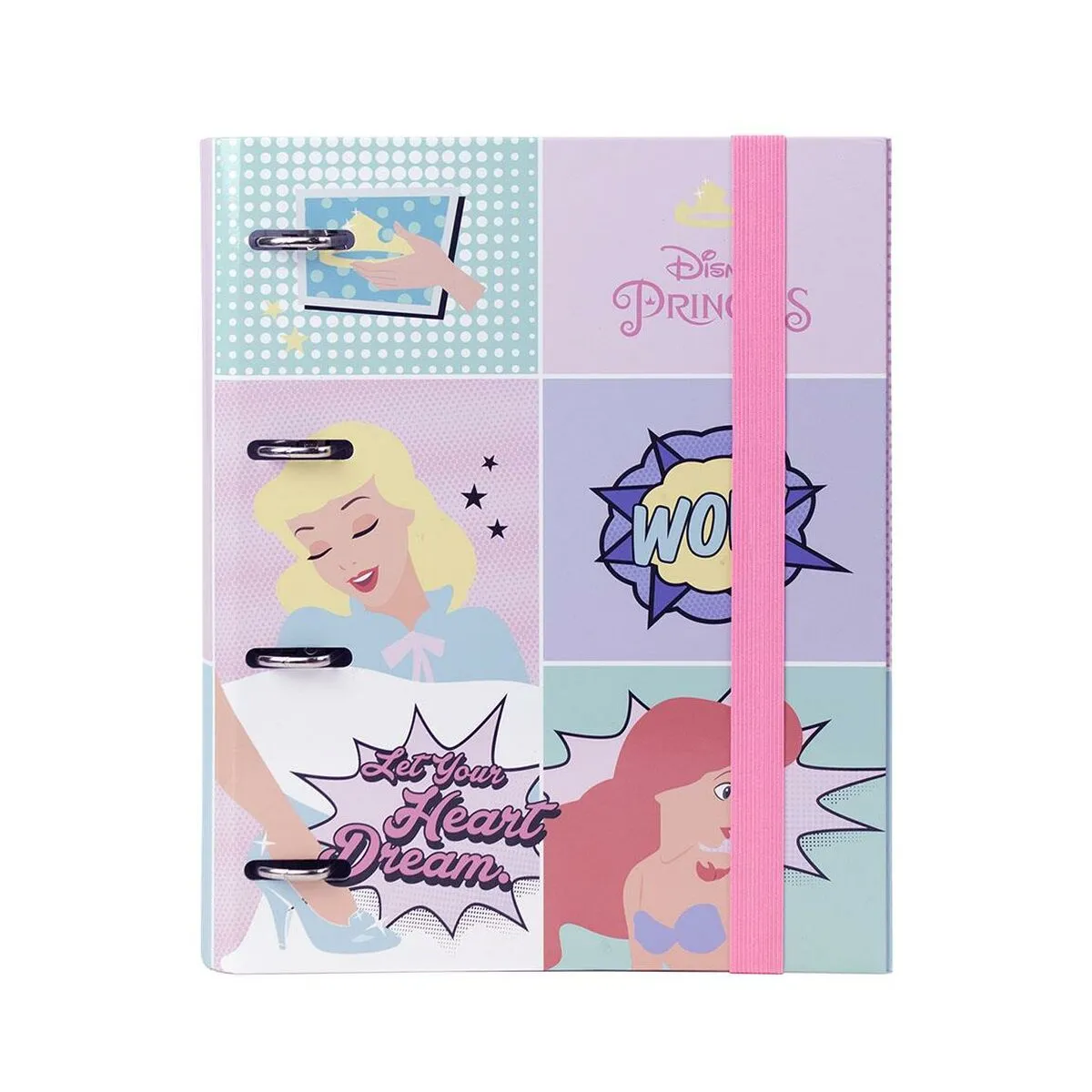 Raccoglitore ad anelli Princesses Disney A4 Rosa (26 x 32 x 4 cm)