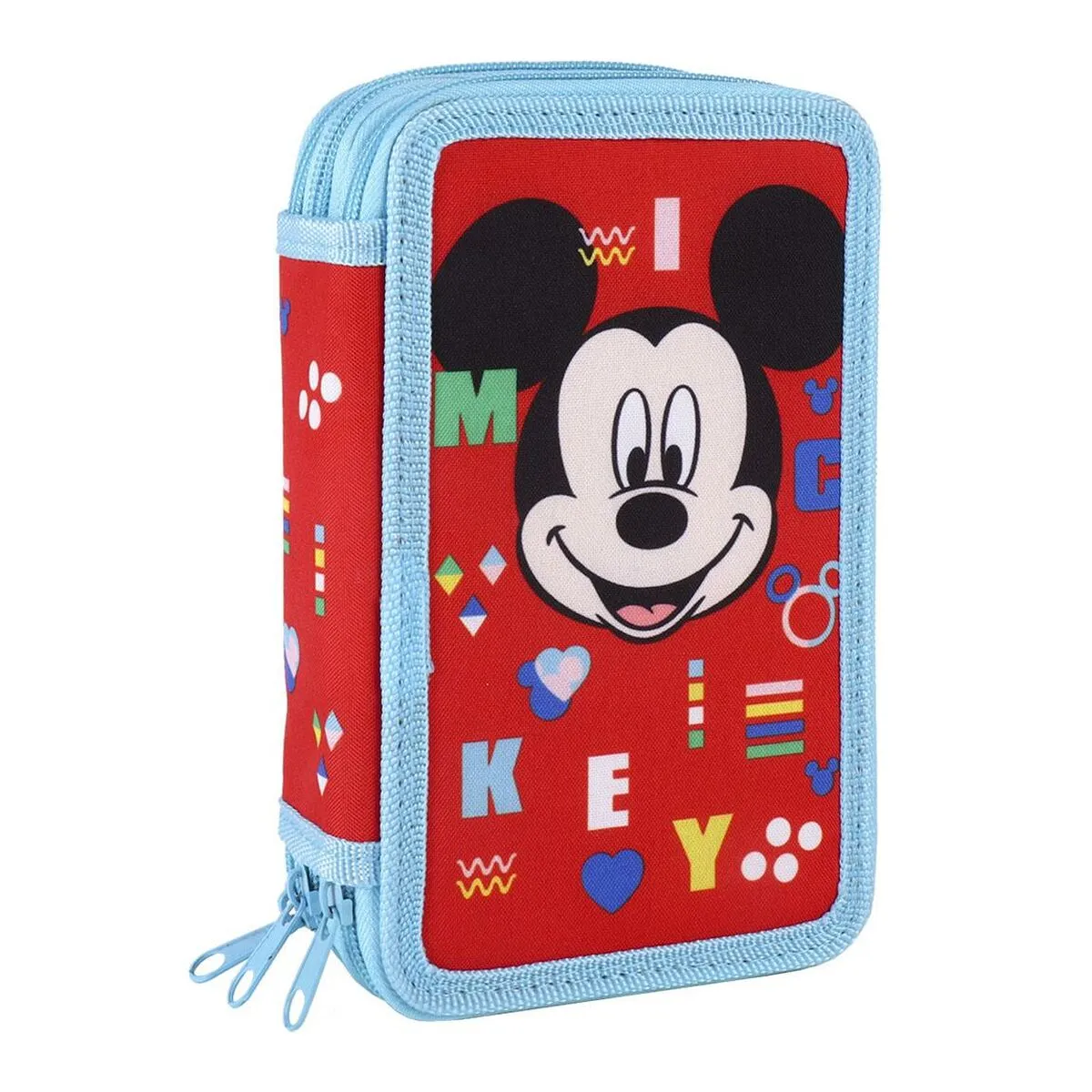 Plumier Triplo Mickey Mouse 43 Pezzi Rosso (12 x 19,5 x 6,5 cm)