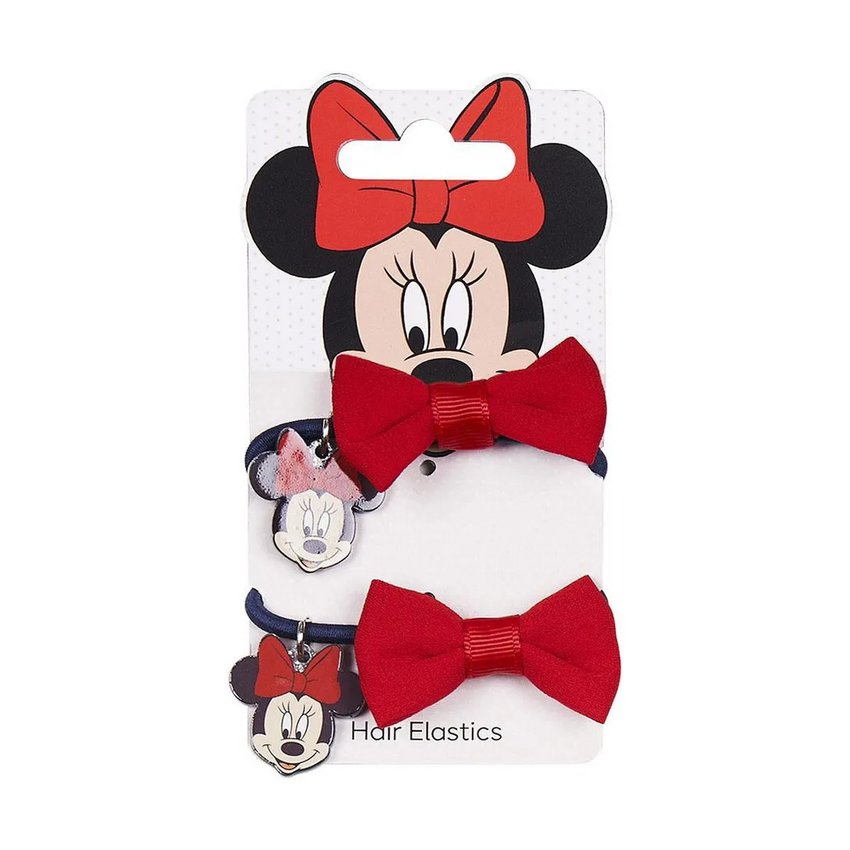 Elastici per Capelli Minnie Mouse Rosso Azzurro Fiocco 2 Unità