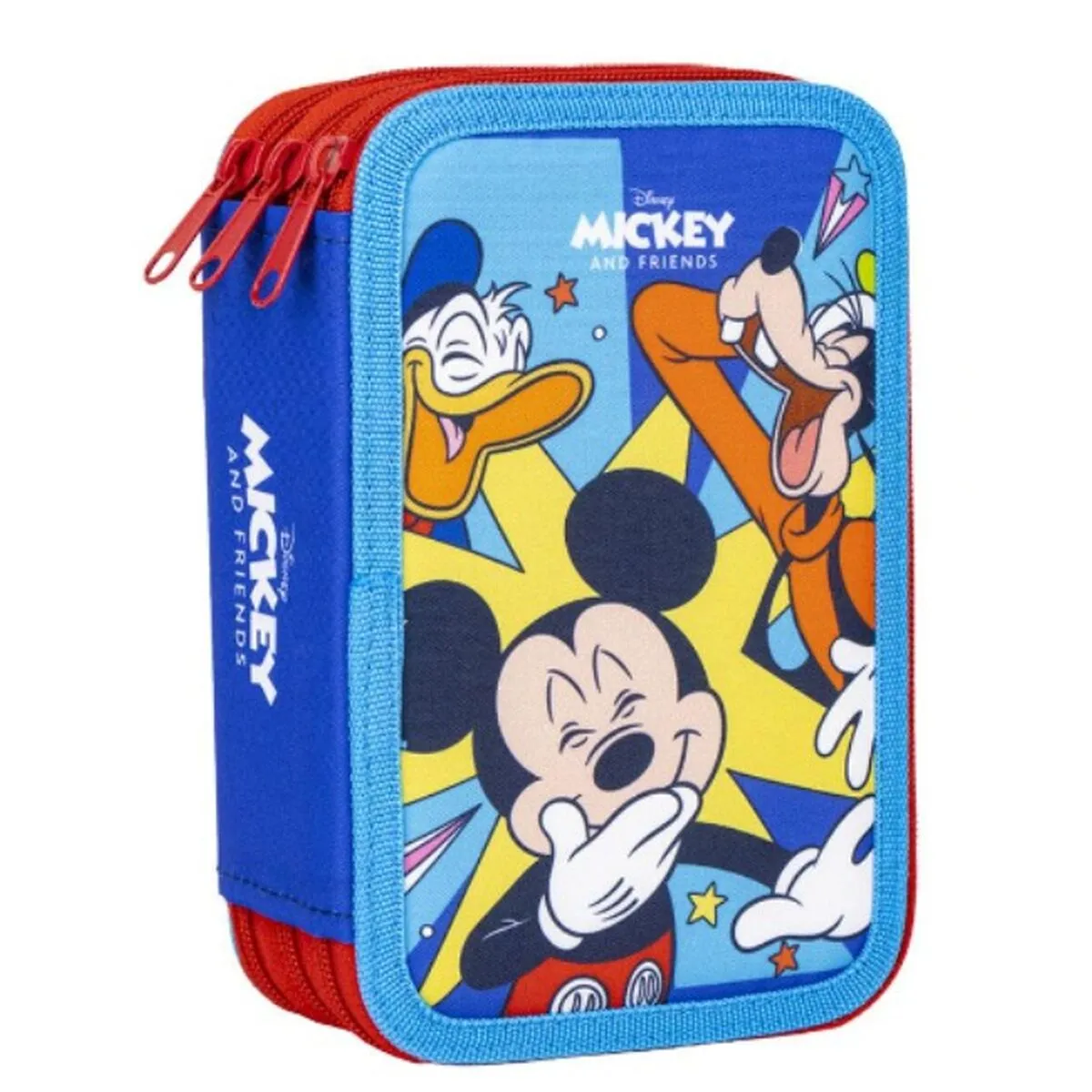 Plumier Triplo Mickey Mouse Rosso 13 x 7,5 x 20 cm