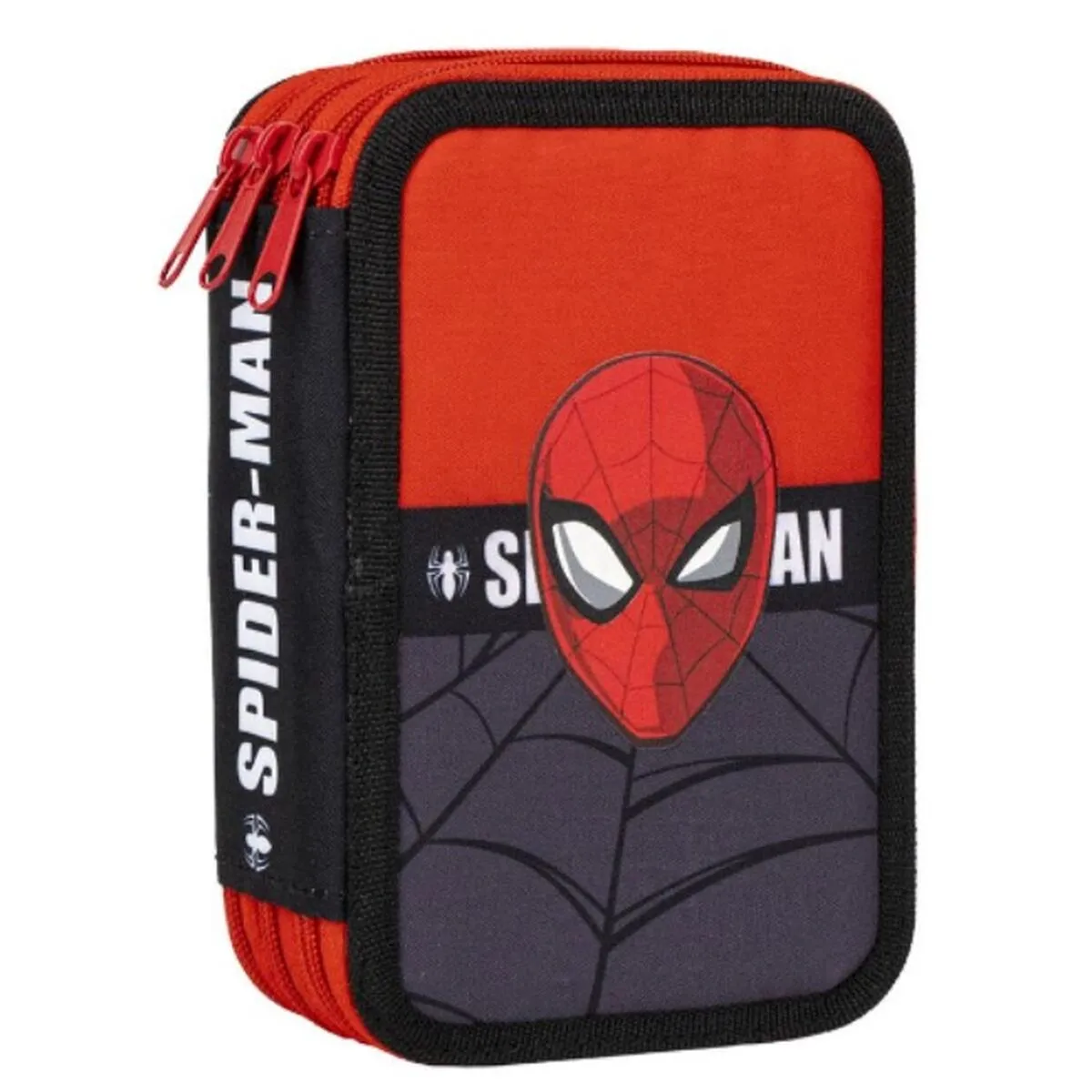 Plumier Triplo Spider-Man Nero 13 x 7,5 x 20 cm