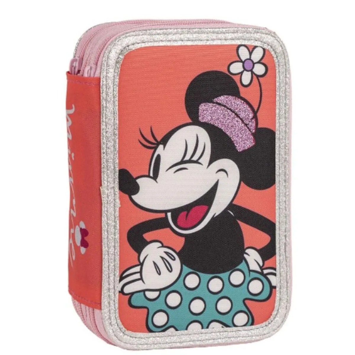 Plumier Triplo Minnie Mouse Rosa 13 x 7,5 x 20 cm