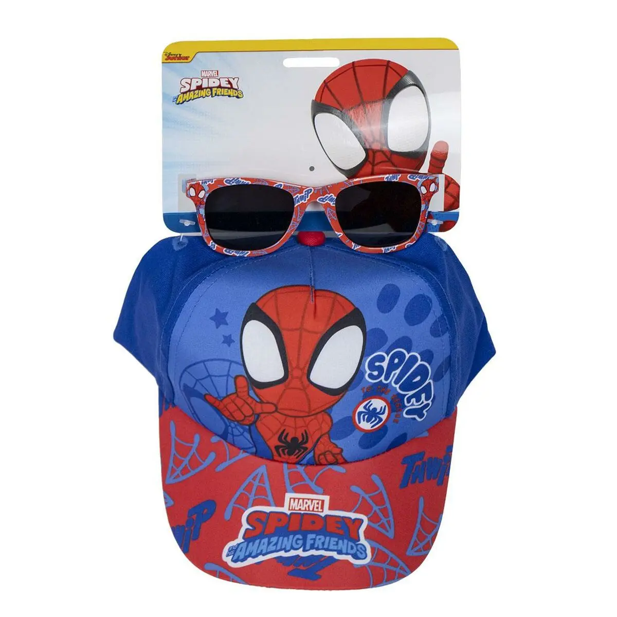 Set di berretto e occhiali da sole Spidey Azzurro (51 cm) 2 Pezzi Rosso