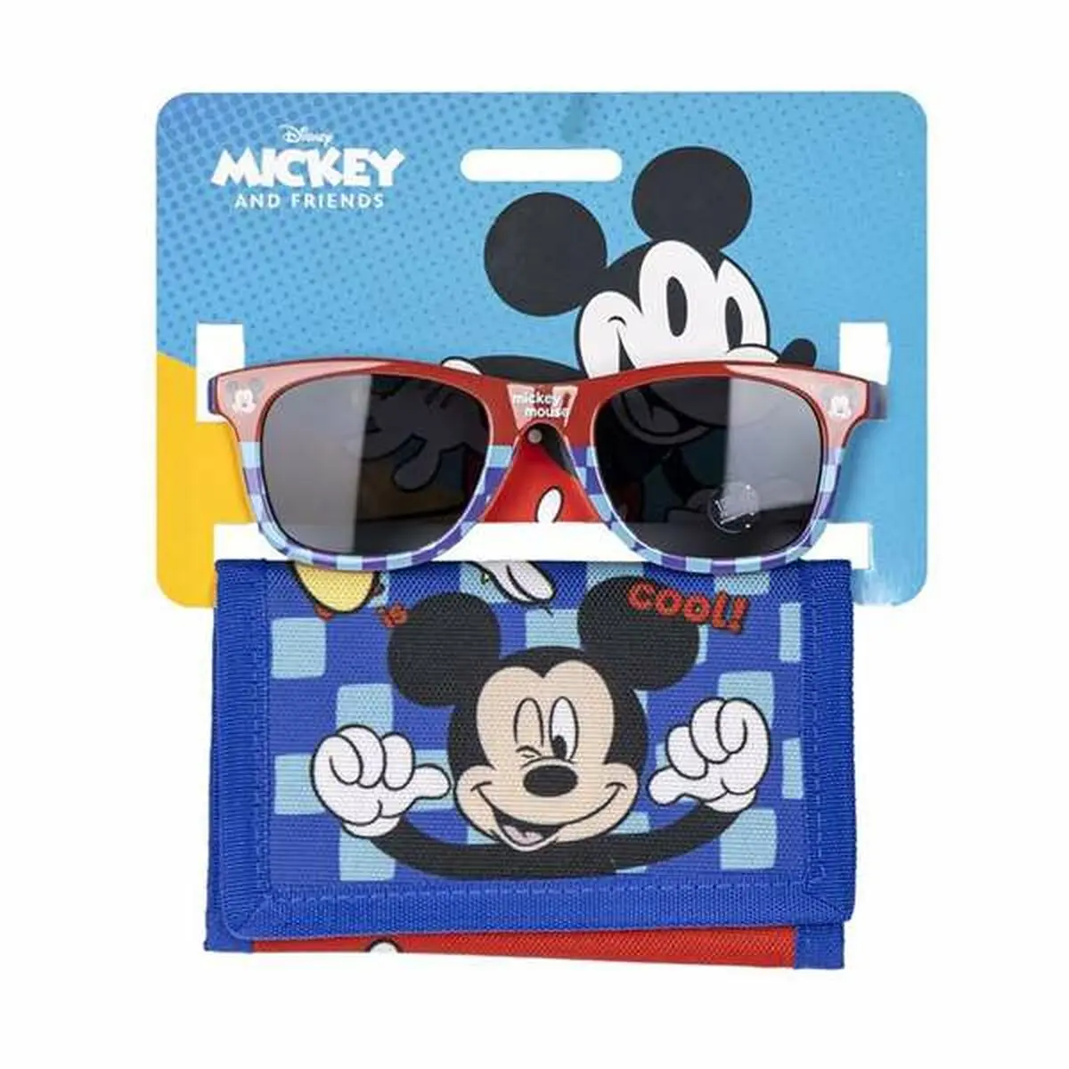 Set di occhiali da sole e portafoglio Mickey Mouse 2 Pezzi Azzurro