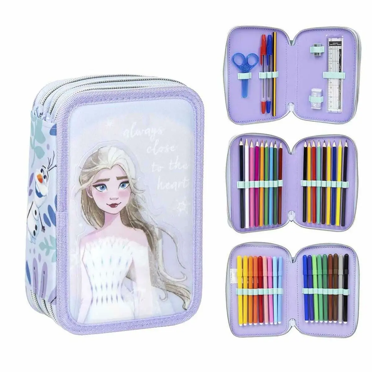 Plumier Triplo Frozen Lilla 12,5 x 6,5 x 19,5 cm