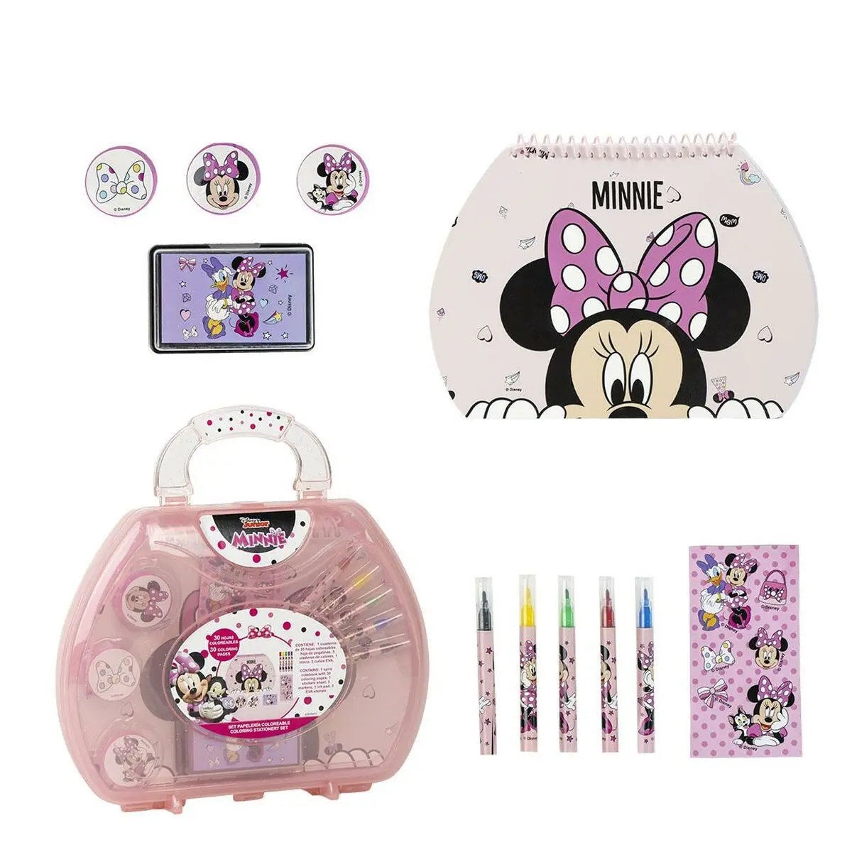 Set di Cancelleria Minnie Mouse Rosa 11 Pezzi