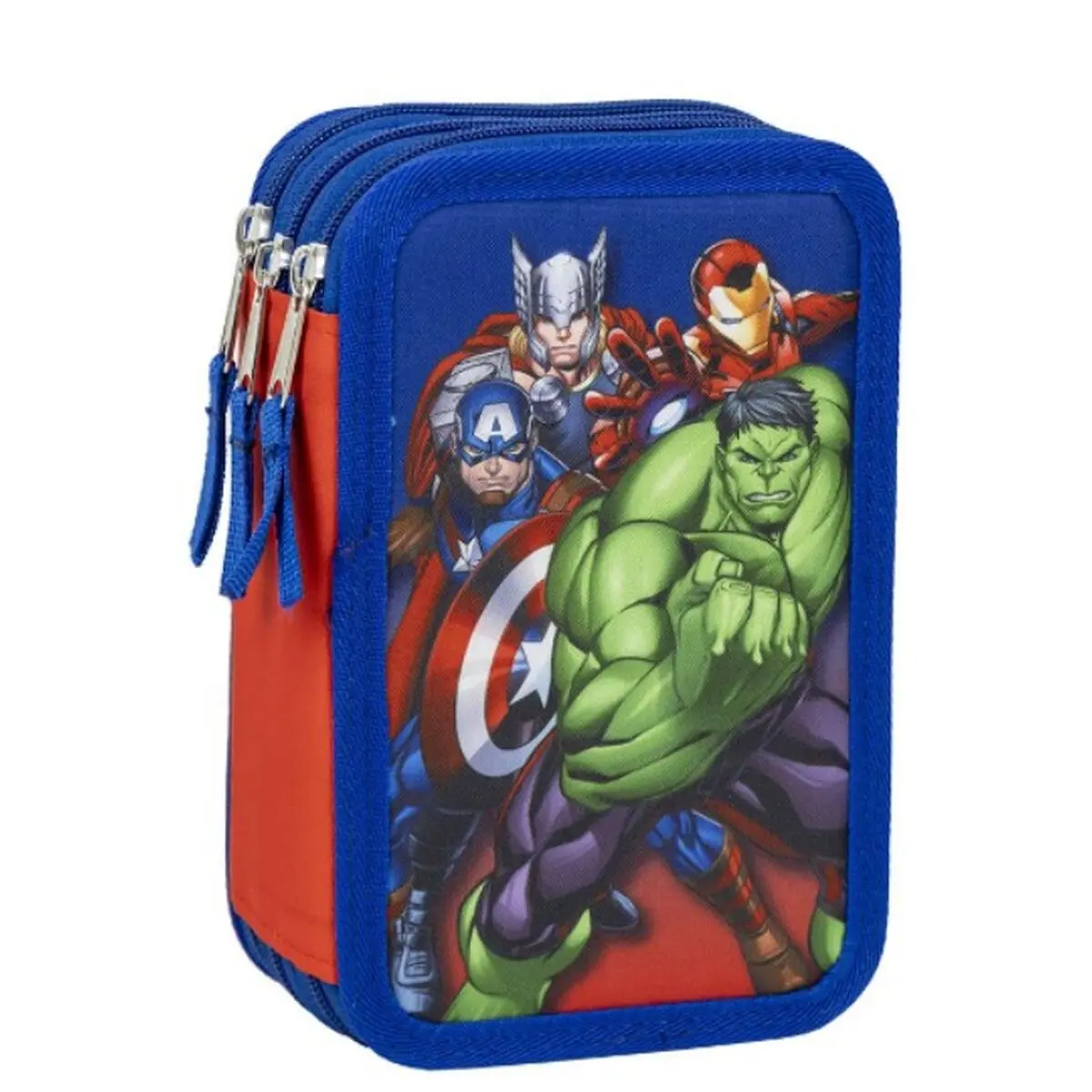 Plumier Triplo The Avengers Azzurro 12,5 x 6,5 x 19,5 cm