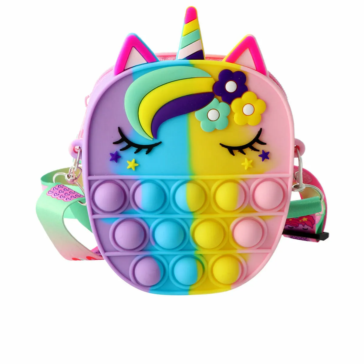 Borsa a Tracolla Inca Pop-it Multicolore Unicorno