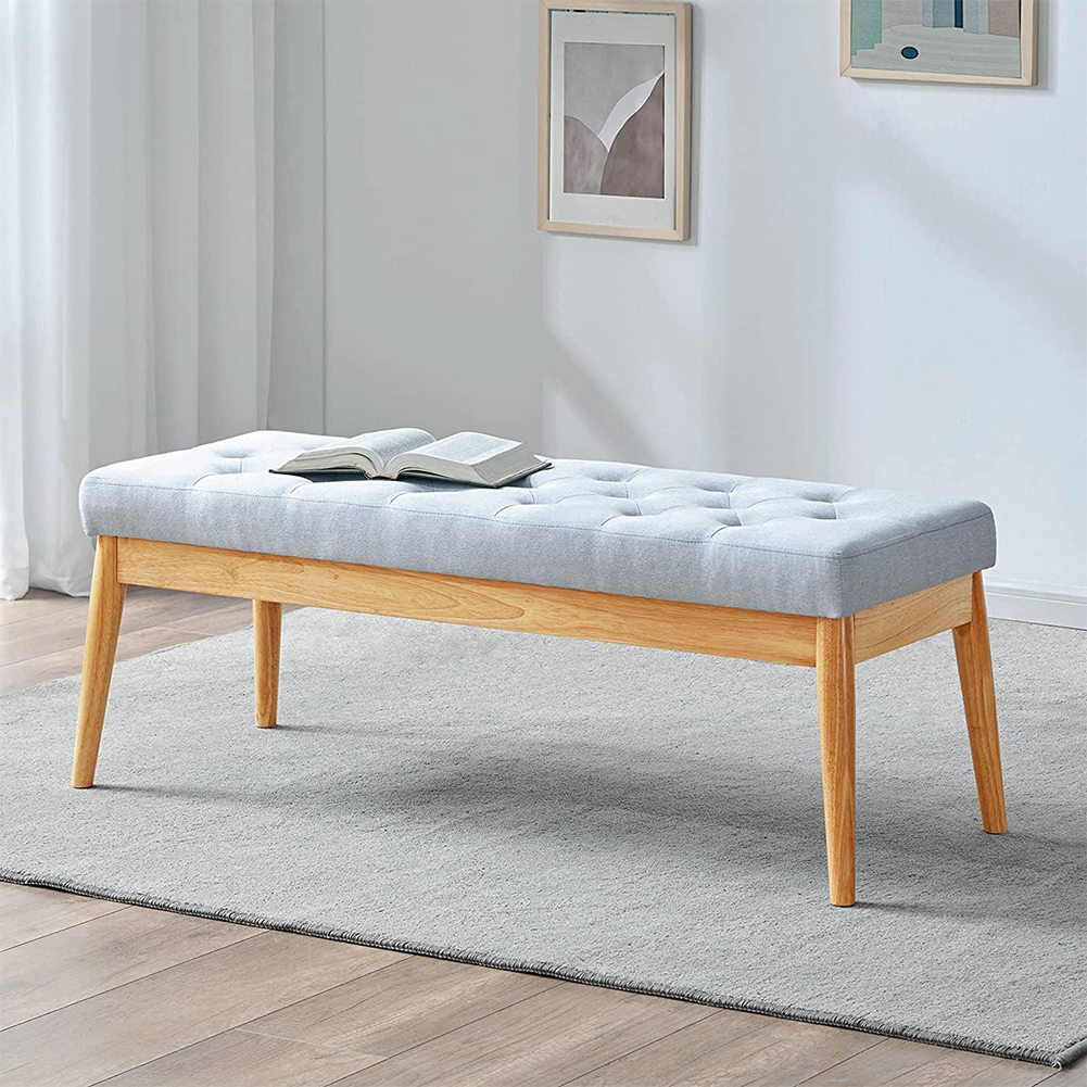 Cassapanca Pouf Ottomana Grigio Ingresso Panca Imbottitura Alta Densità 108x41cm (1)