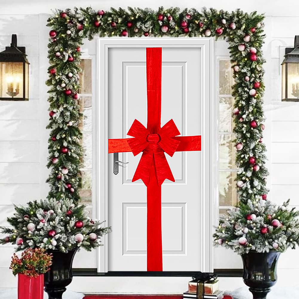 Fiocco Natalizio Rosso Fuoriporta Decorazione Natale 49x52cm Addobbo per Porta (1)