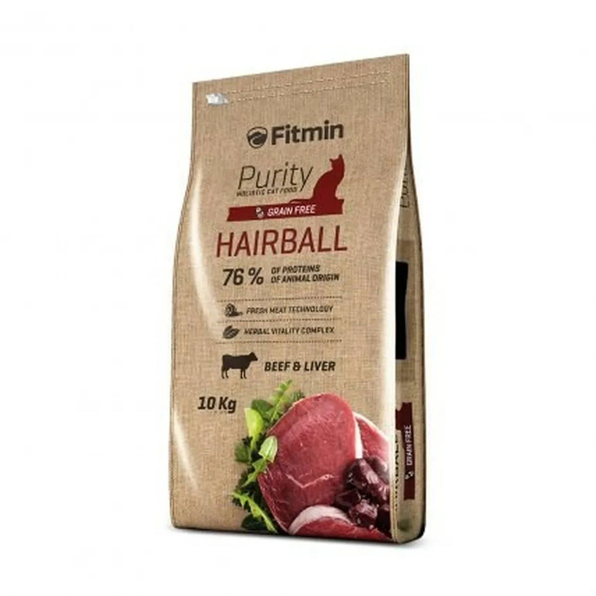 Cibo per gatti Fitmin Purity Hairball Adulto Carne di manzo e vitello 10 kg