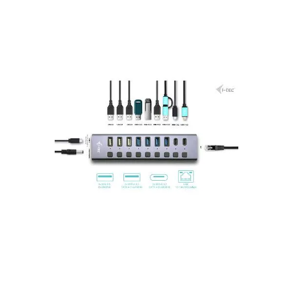 USB3.0/C CHARGHUB9PORTLAN+P.ADAPT60